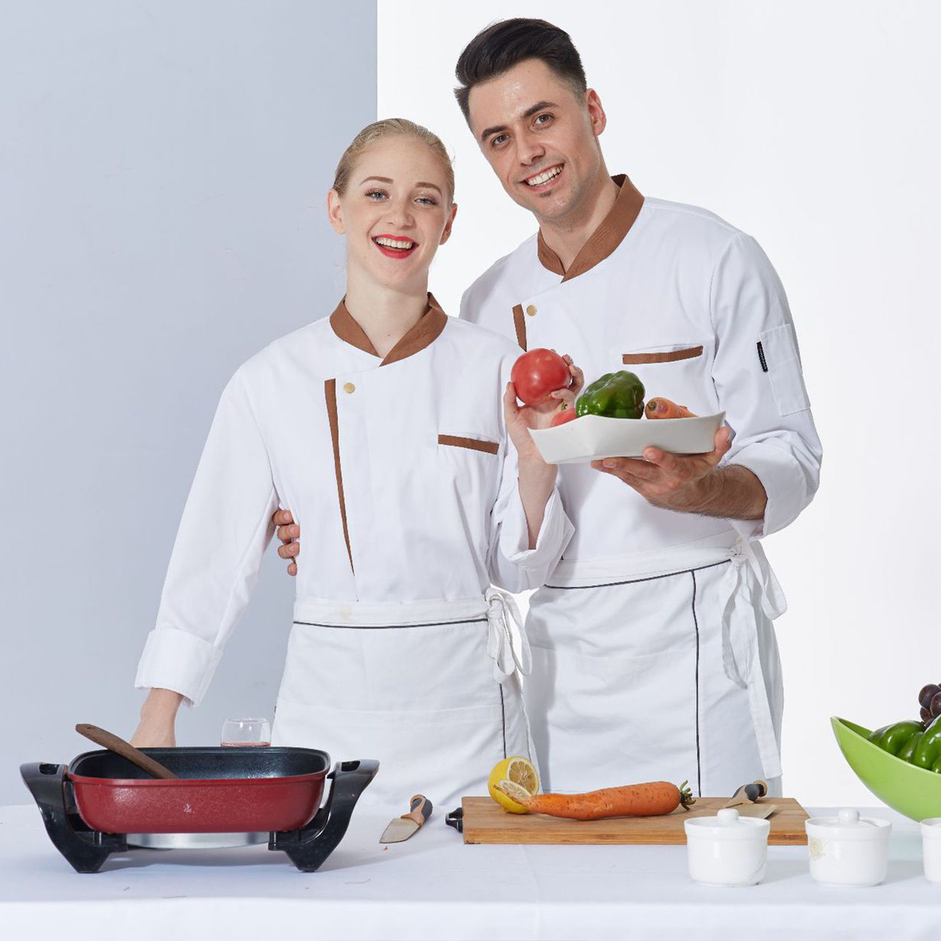 زي مصمم للطهاة _ أنماط محجوبة بالألوان _ من المصنع مباشرة